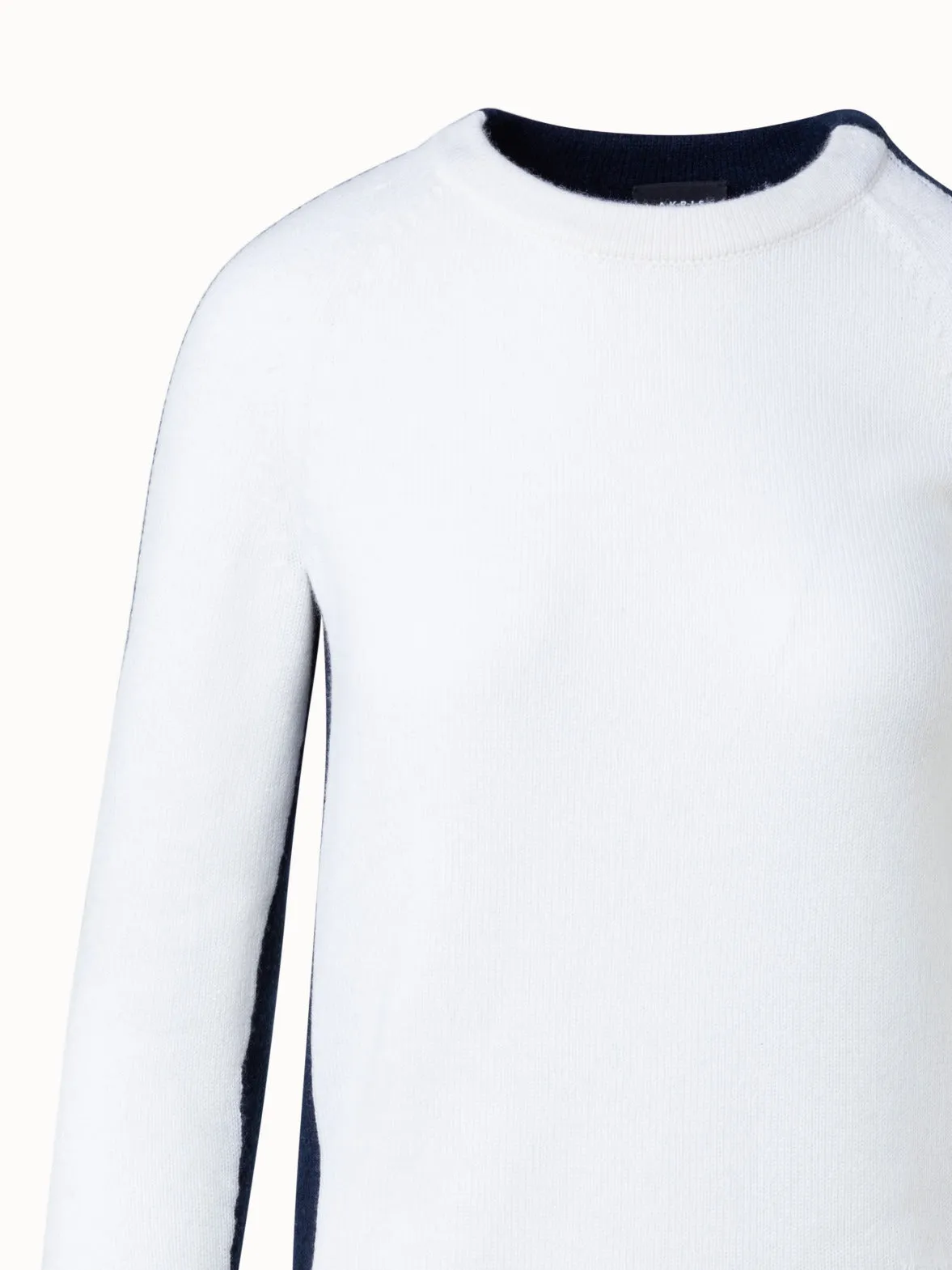 100% Cashmere Two-Tone Knit Sweater Akris