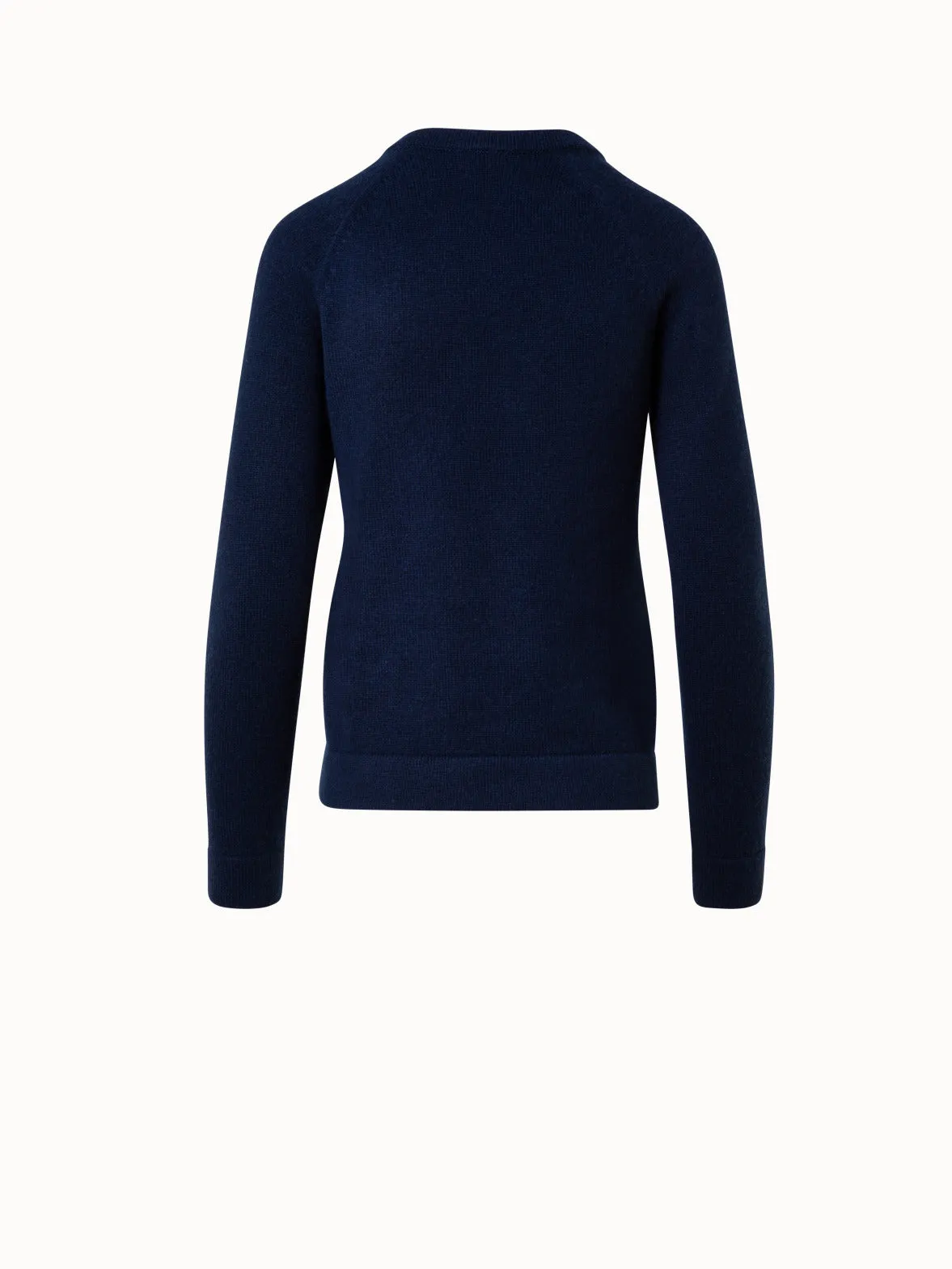 100% Cashmere Two-Tone Knit Sweater Akris