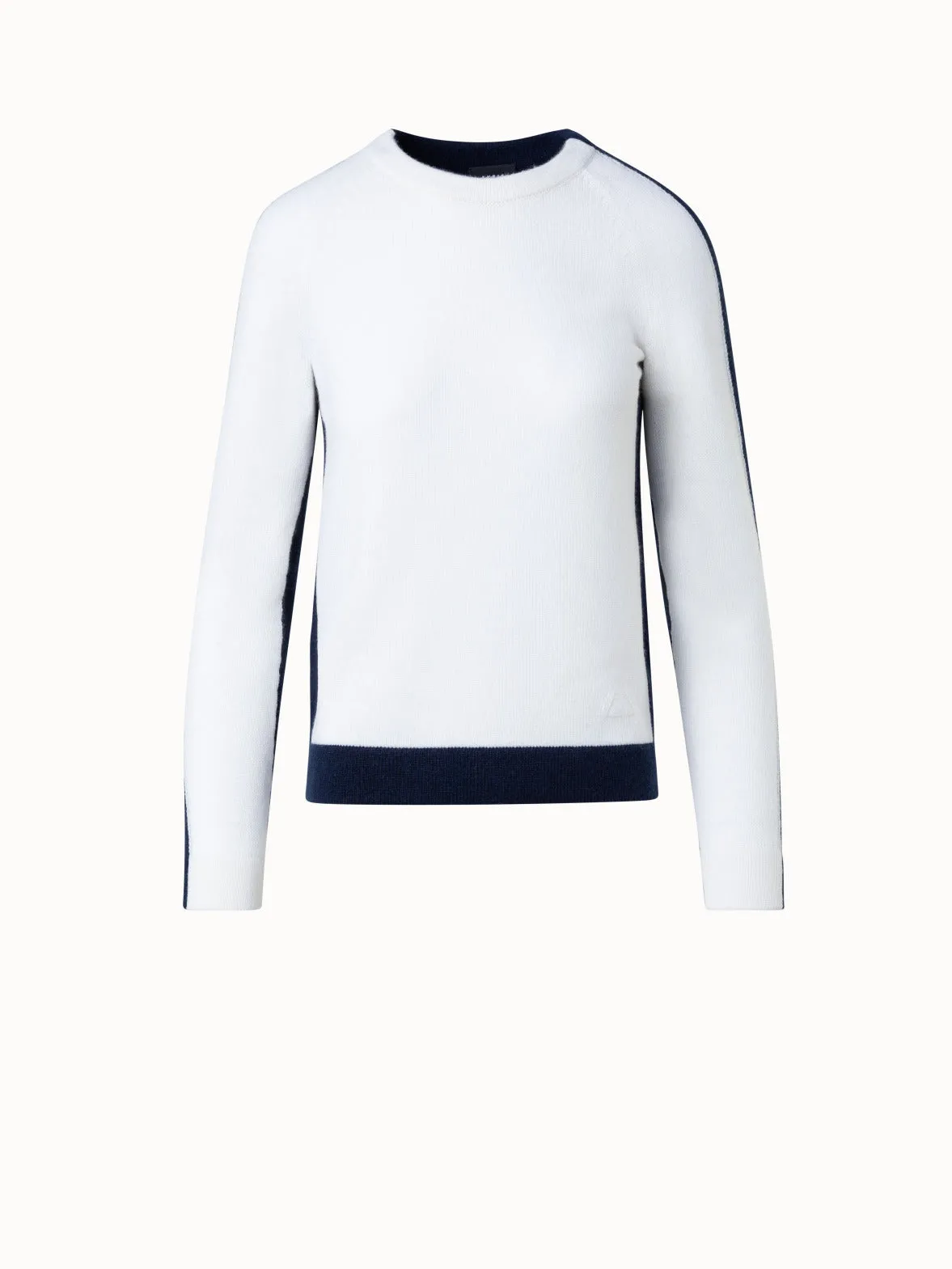 100% Cashmere Two-Tone Knit Sweater Akris