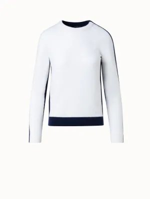 100% Cashmere Two-Tone Knit Sweater Akris