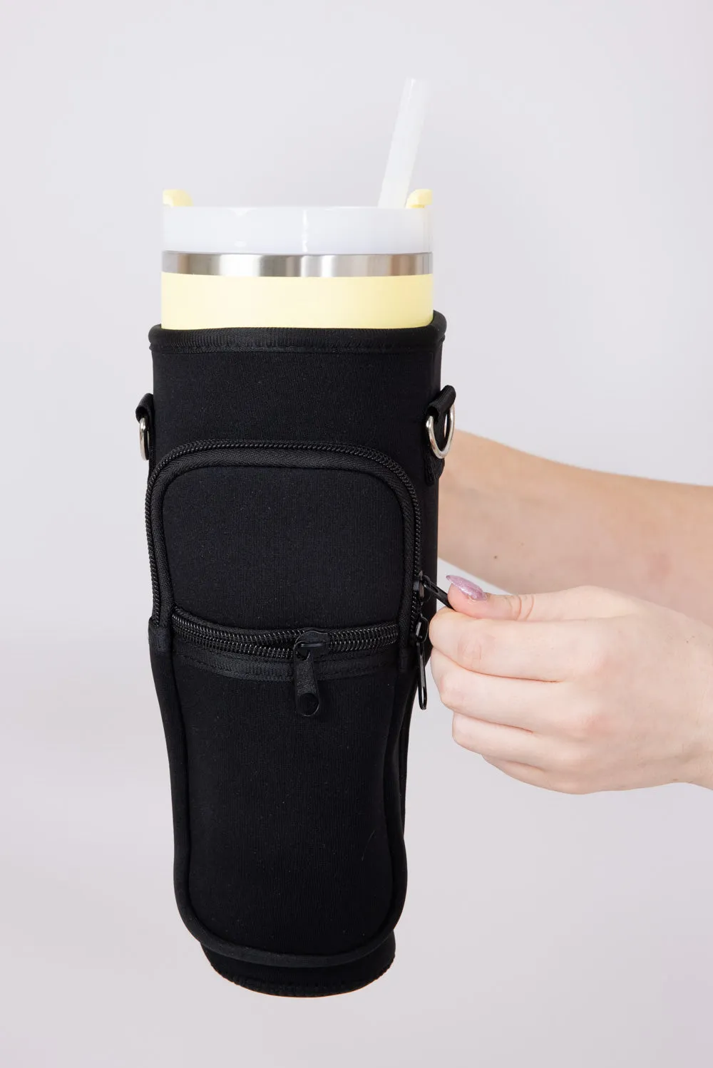 40oz Tumbler Crossbody Carrier in Black | THP1003-BLACK