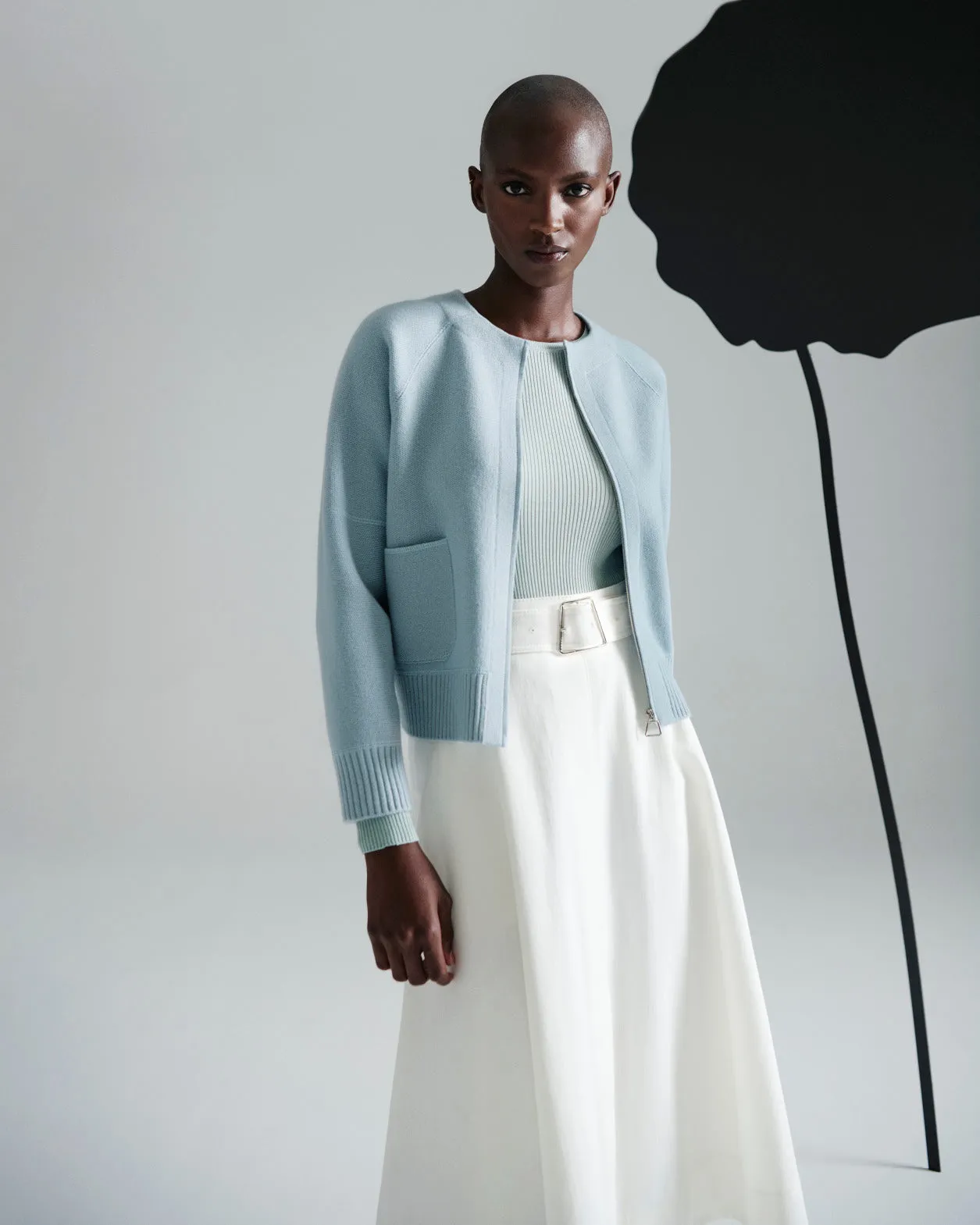 A-Line Denim Skirt in Cotton Akris