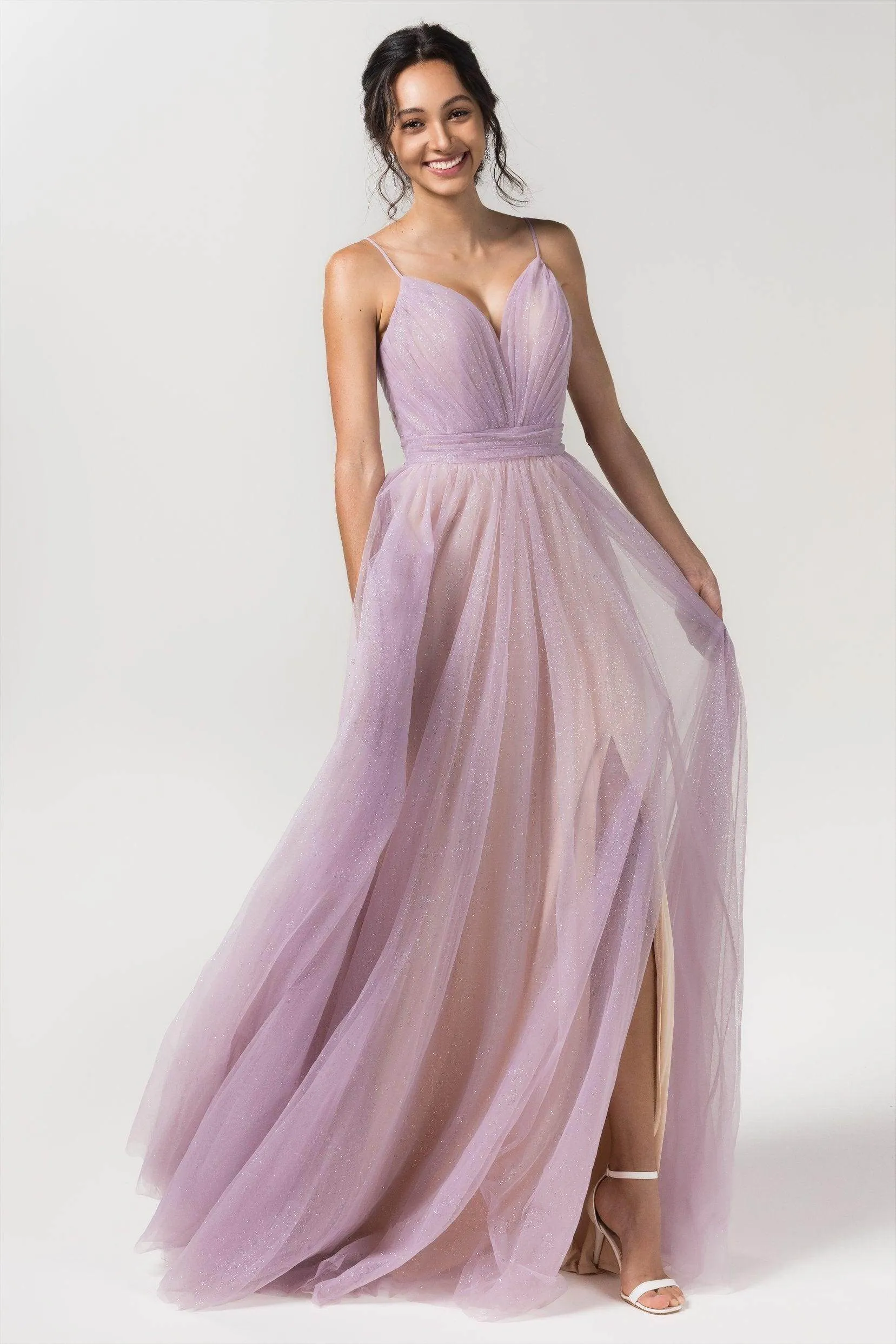 A-Line Floor Length Sparkling Tulle Bridesmaid Dress Formal Dresses CB0621PS