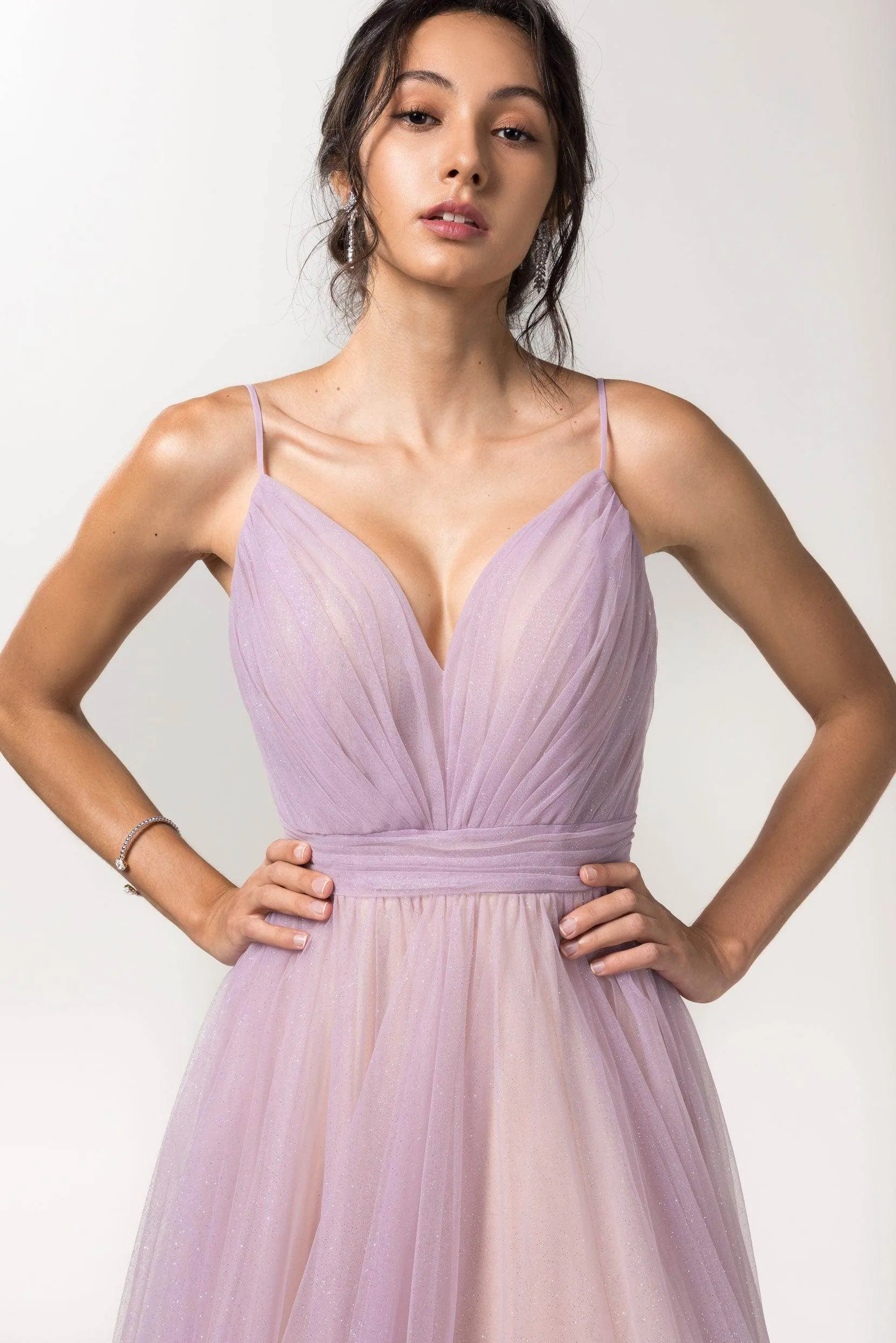 A-Line Floor Length Sparkling Tulle Bridesmaid Dress Formal Dresses CB0621PS