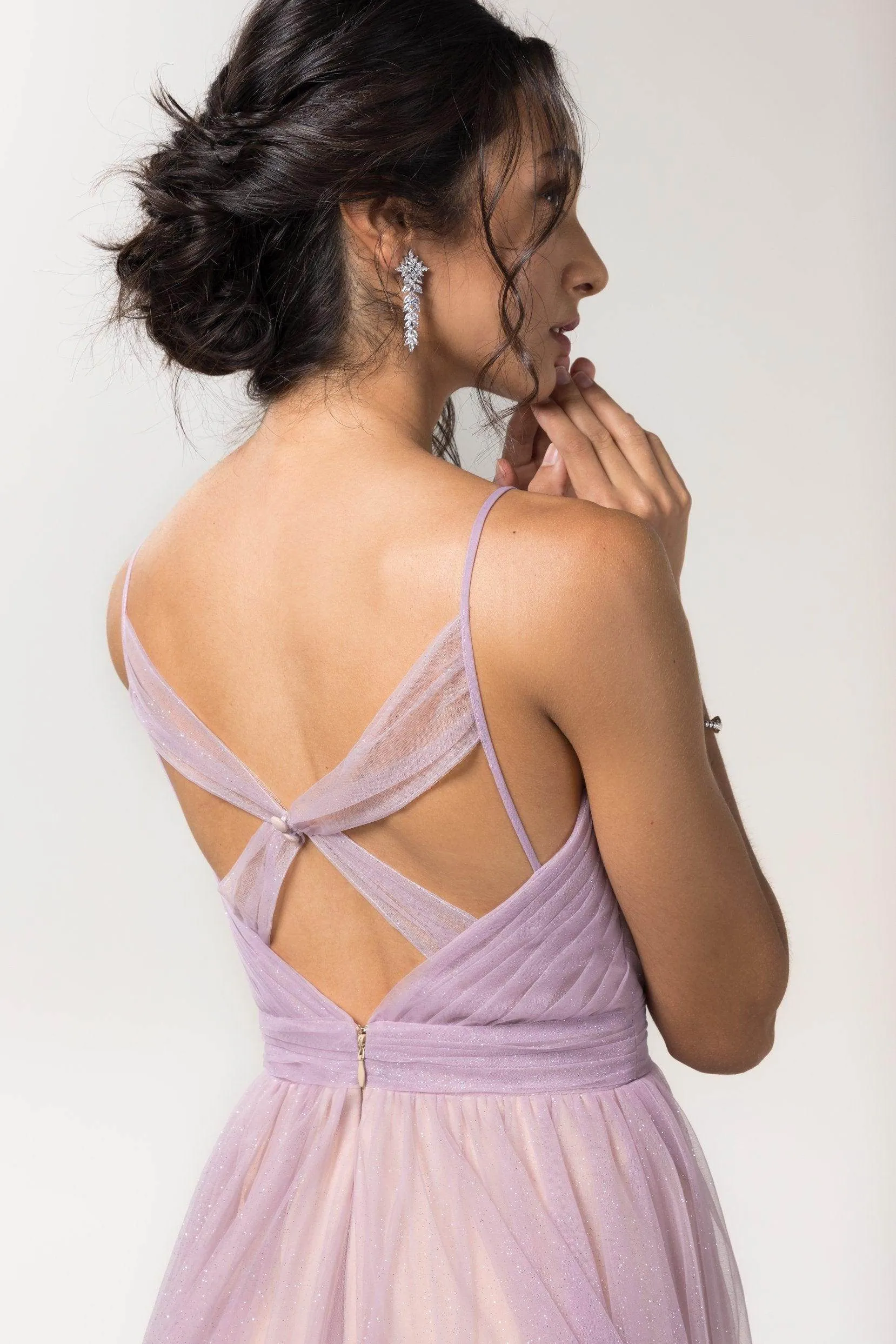 A-Line Floor Length Sparkling Tulle Bridesmaid Dress Formal Dresses CB0621PS