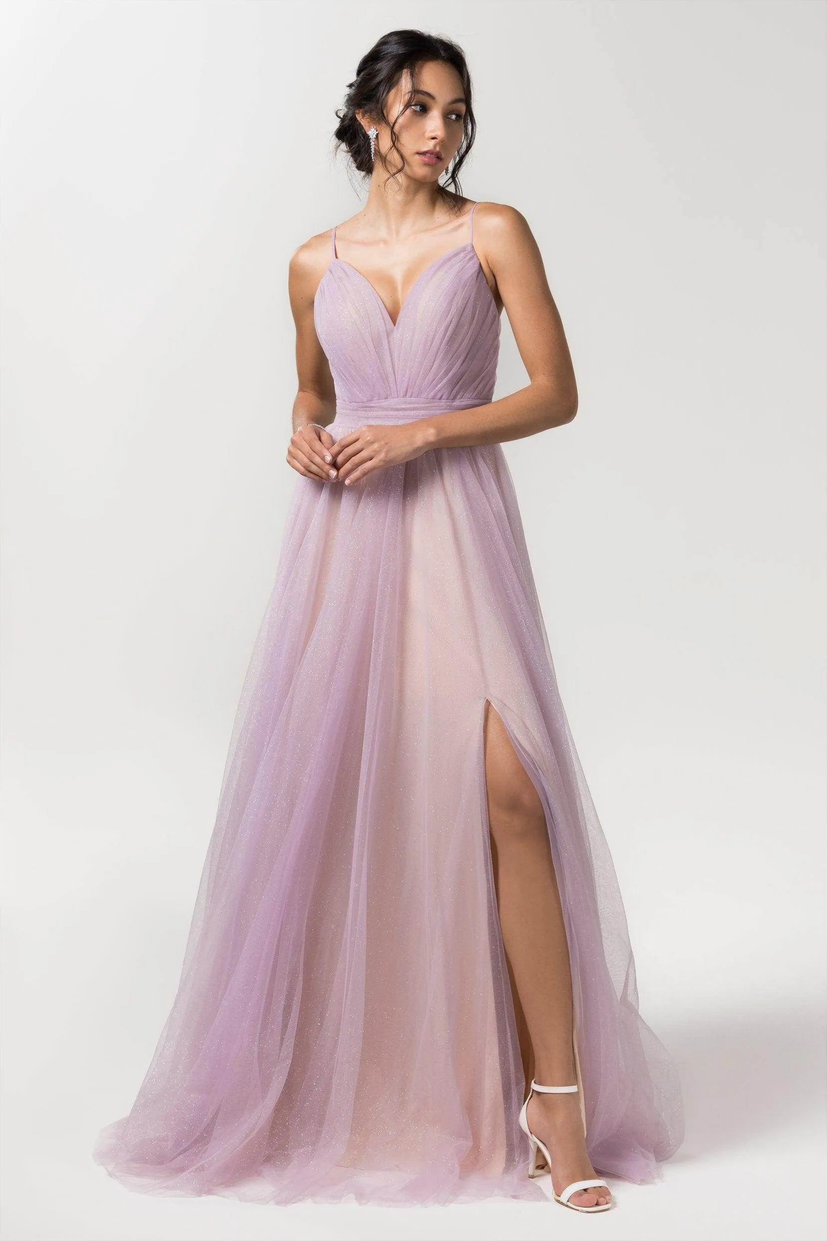 A-Line Floor Length Sparkling Tulle Bridesmaid Dress Formal Dresses CB0621PS