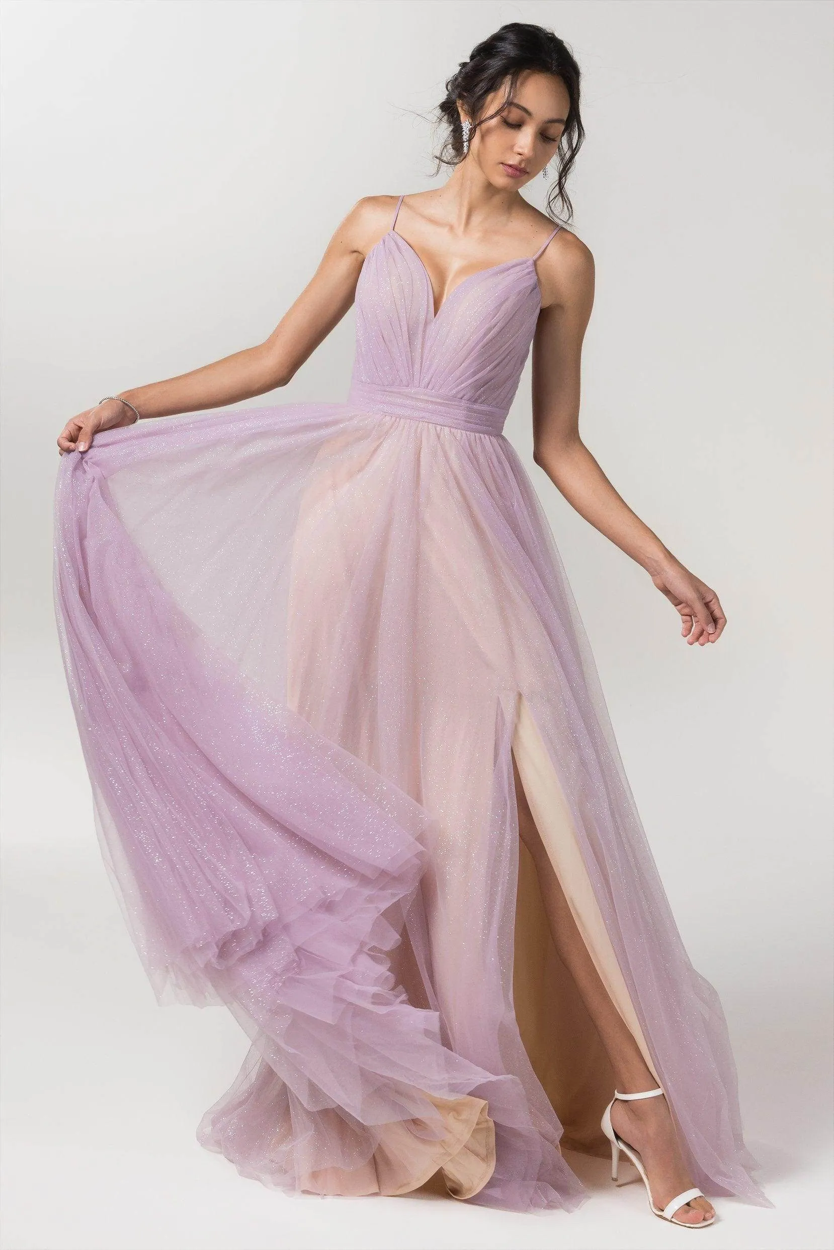 A-Line Floor Length Sparkling Tulle Bridesmaid Dress Formal Dresses CB0621PS