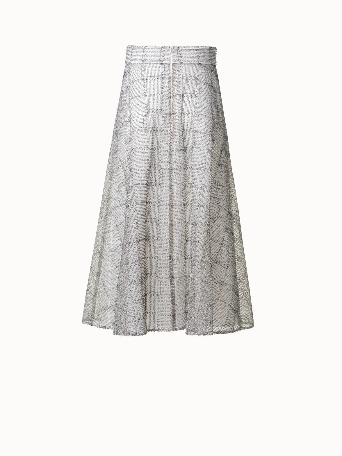 A-Line Square on Tulle Embroidery Midi Skirt Akris