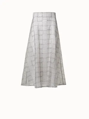 A-Line Square on Tulle Embroidery Midi Skirt Akris