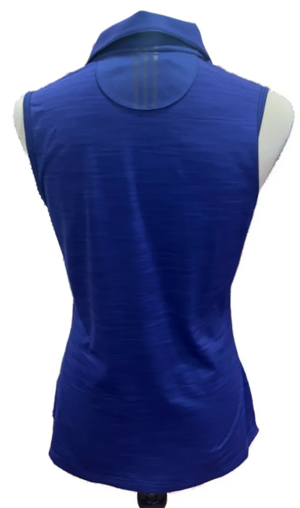 Adidas Blue Heather Sleeveless Golf Polo Size S MSP$60