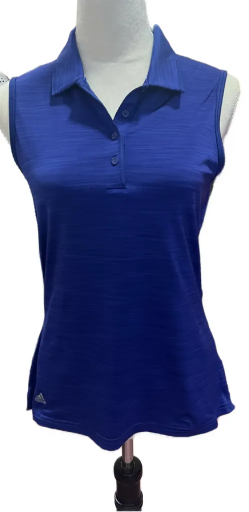 Adidas Blue Heather Sleeveless Golf Polo Size S MSP$60