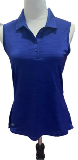 Adidas Blue Heather Sleeveless Golf Polo Size S MSP$60