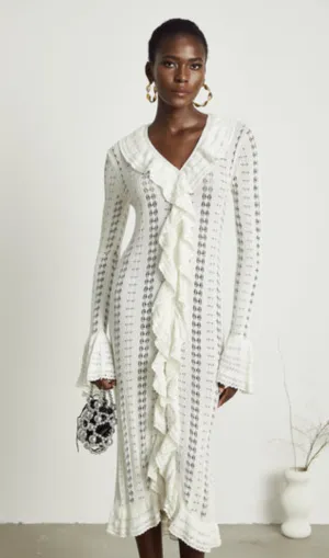 Alyssa pointelle-knit V-neck midi dress Gloria Lanvin