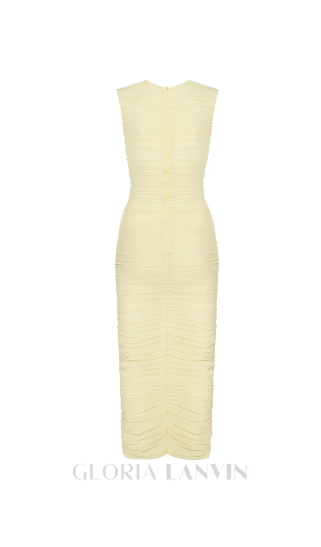 AMELIA SLEEVELESS FLOWER BLOOM MIDI DRESS IN LIGHT YELLOW Gloria Lanvin