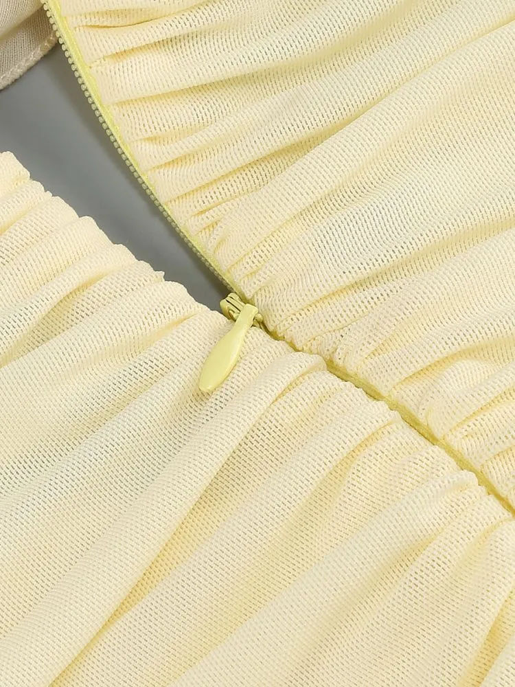 AMELIA SLEEVELESS FLOWER BLOOM MIDI DRESS IN LIGHT YELLOW Gloria Lanvin