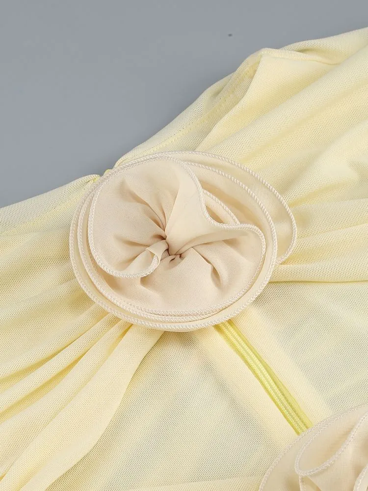 AMELIA SLEEVELESS FLOWER BLOOM MIDI DRESS IN LIGHT YELLOW Gloria Lanvin