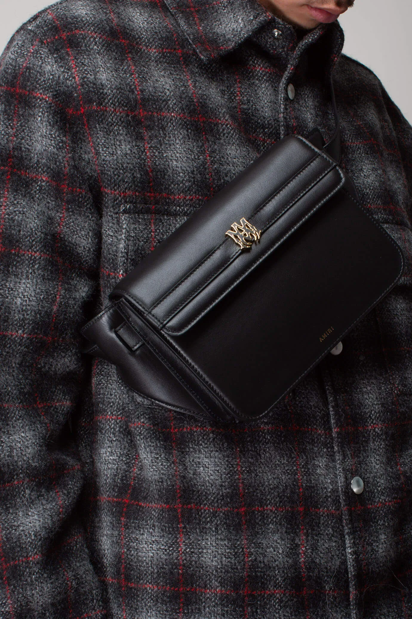 AMIRI Black Leather MA Clutch Crossbody