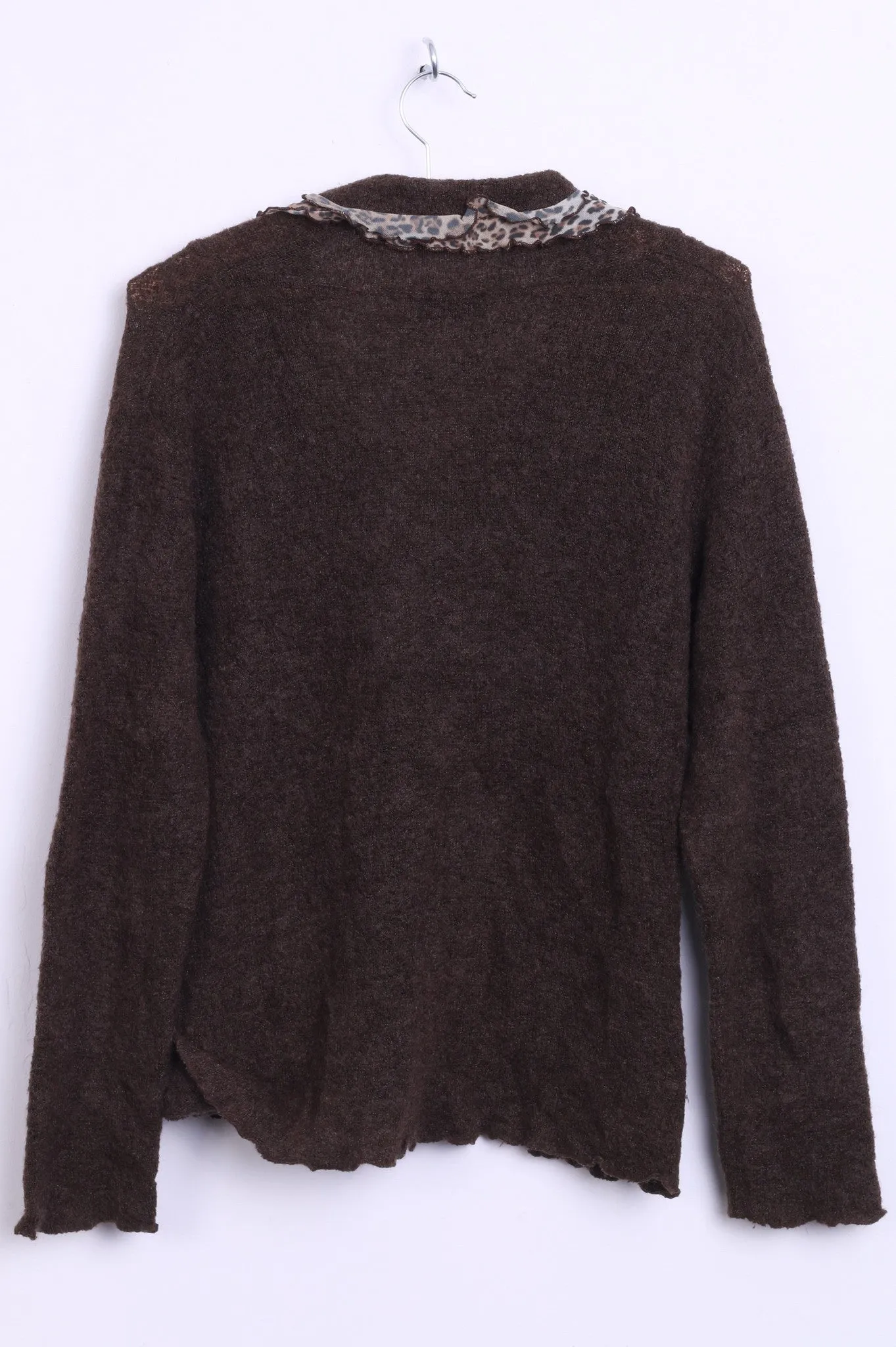Anna Betti Womens L Jumper Sweater V Neck Brown Mohair Italy