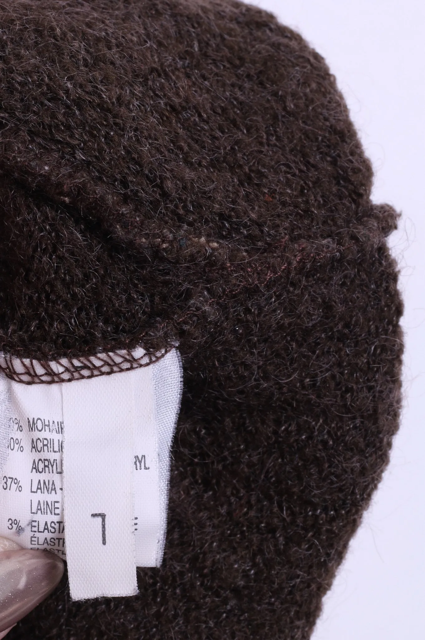 Anna Betti Womens L Jumper Sweater V Neck Brown Mohair Italy