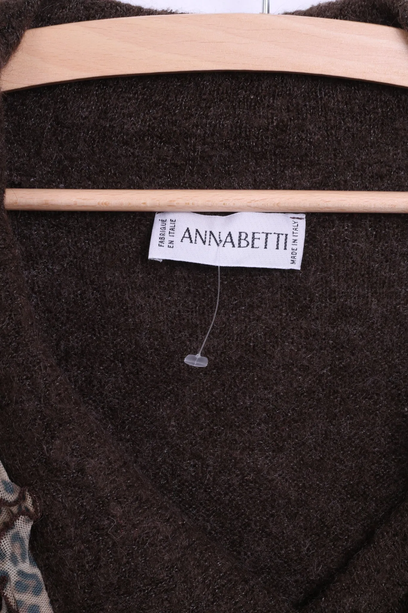 Anna Betti Womens L Jumper Sweater V Neck Brown Mohair Italy