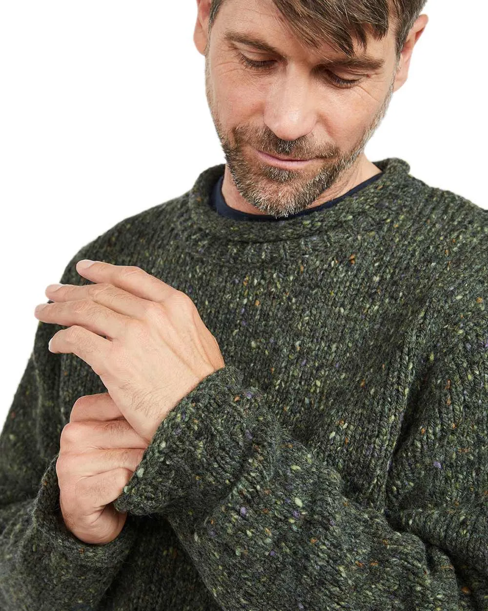 Aran Donegal Wool Crew Neck Sweater