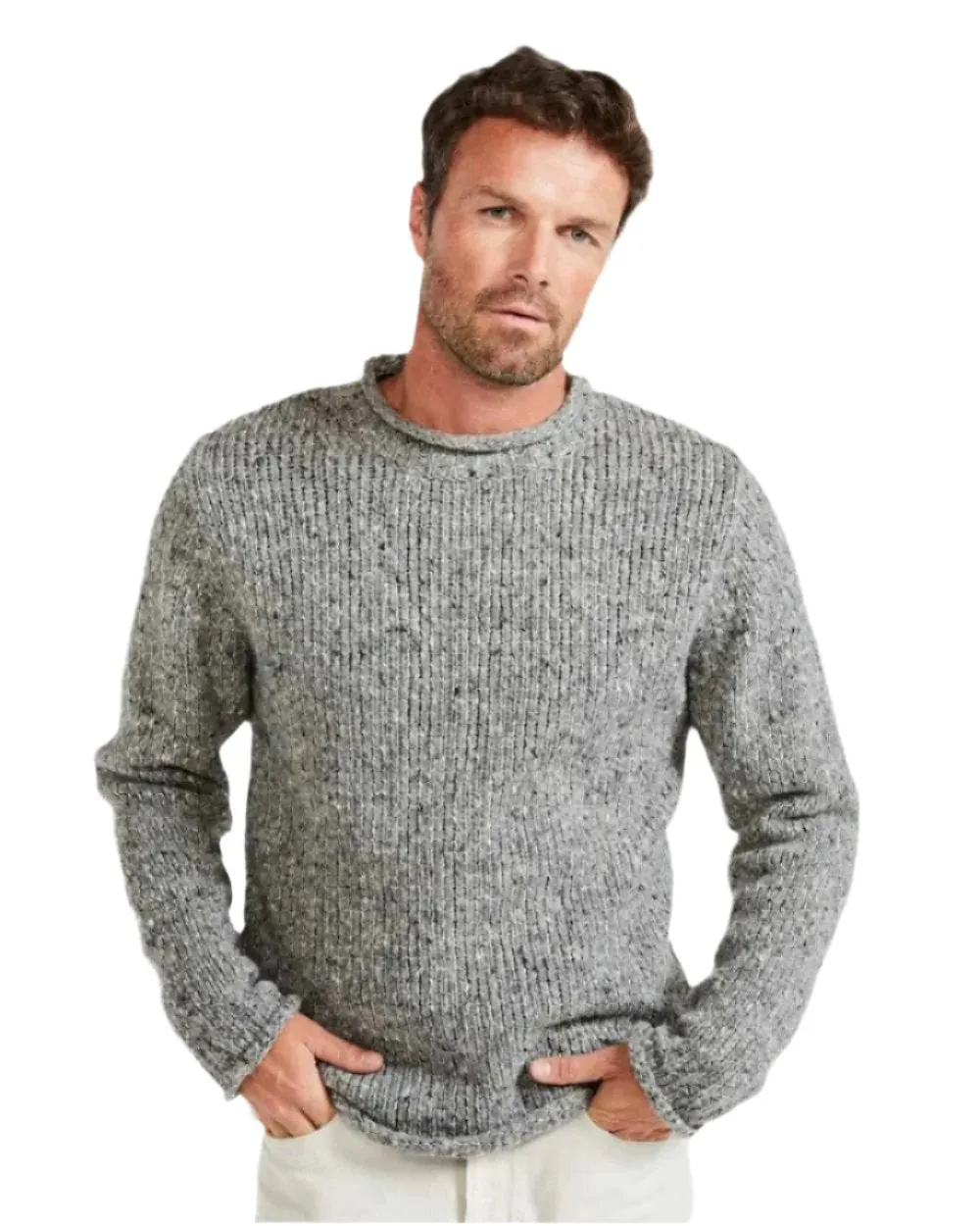 Aran Donegal Wool Crew Neck Sweater
