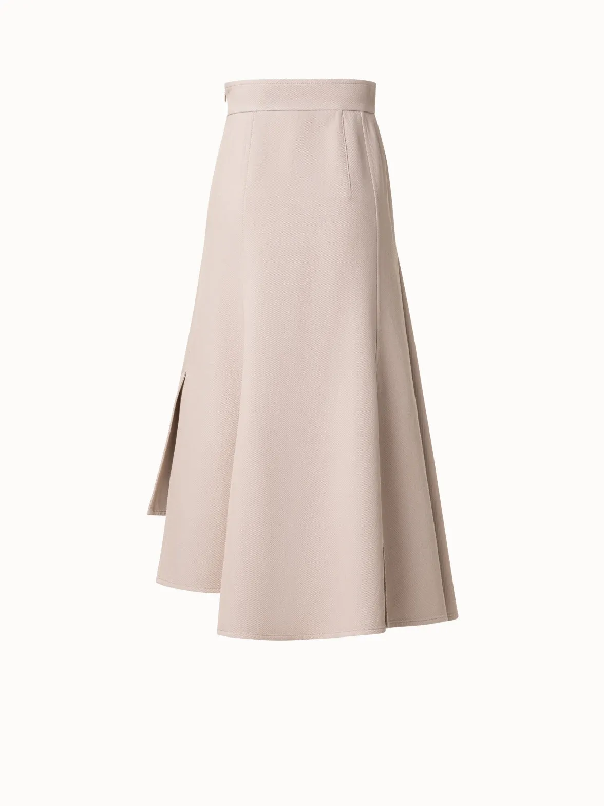 Asymetrical Midi Skirt in Cotton Double-Face Akris