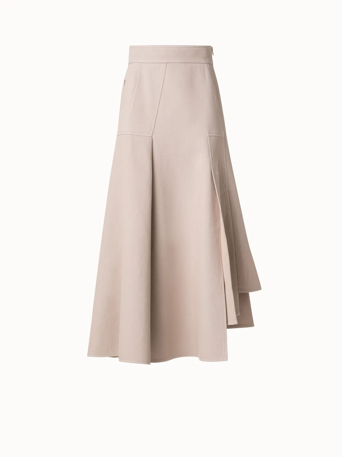 Asymetrical Midi Skirt in Cotton Double-Face Akris