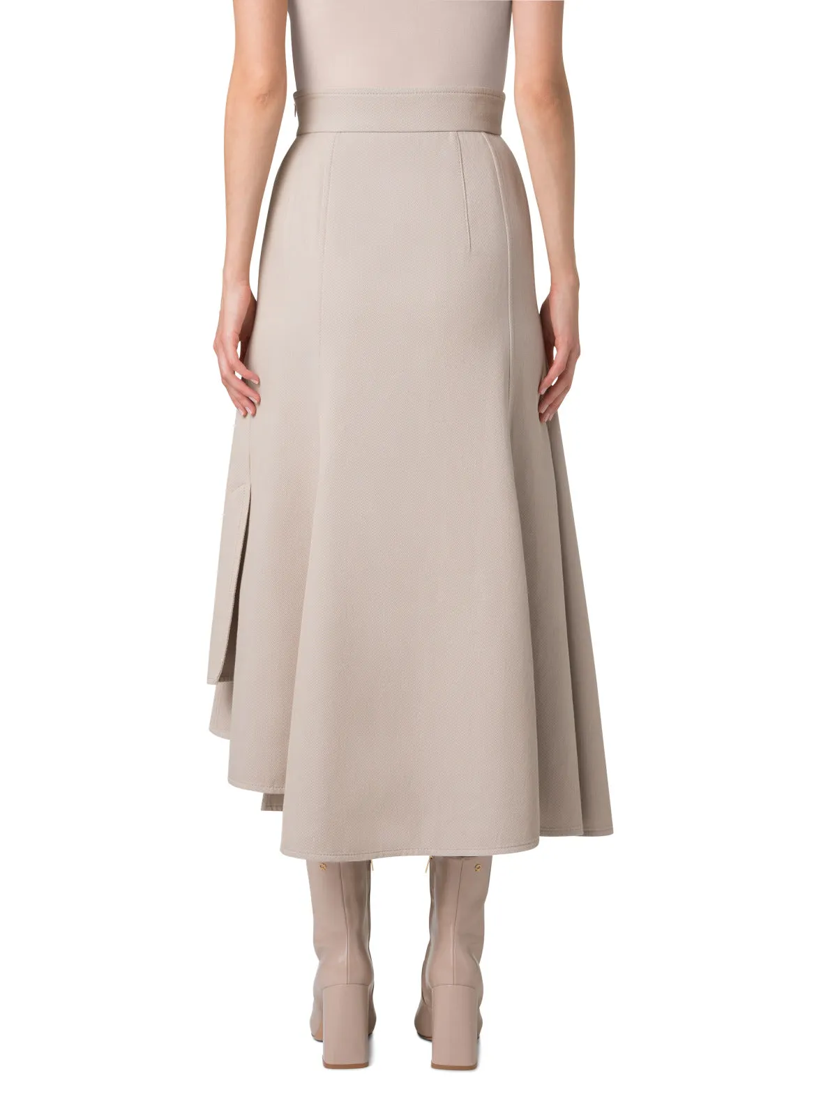 Asymetrical Midi Skirt in Cotton Double-Face Akris