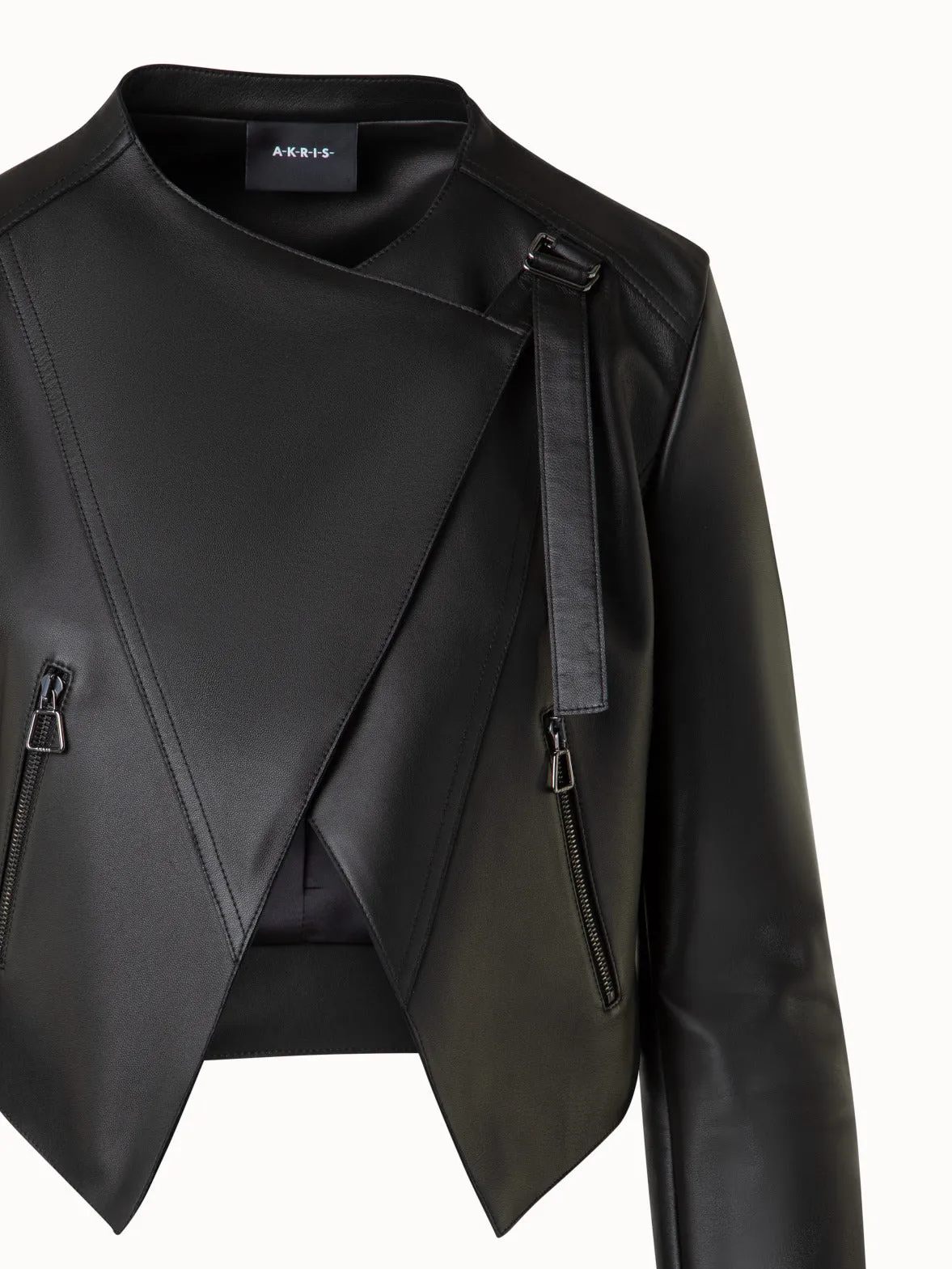 Asymmetrical Leather Biker Jacket Akris