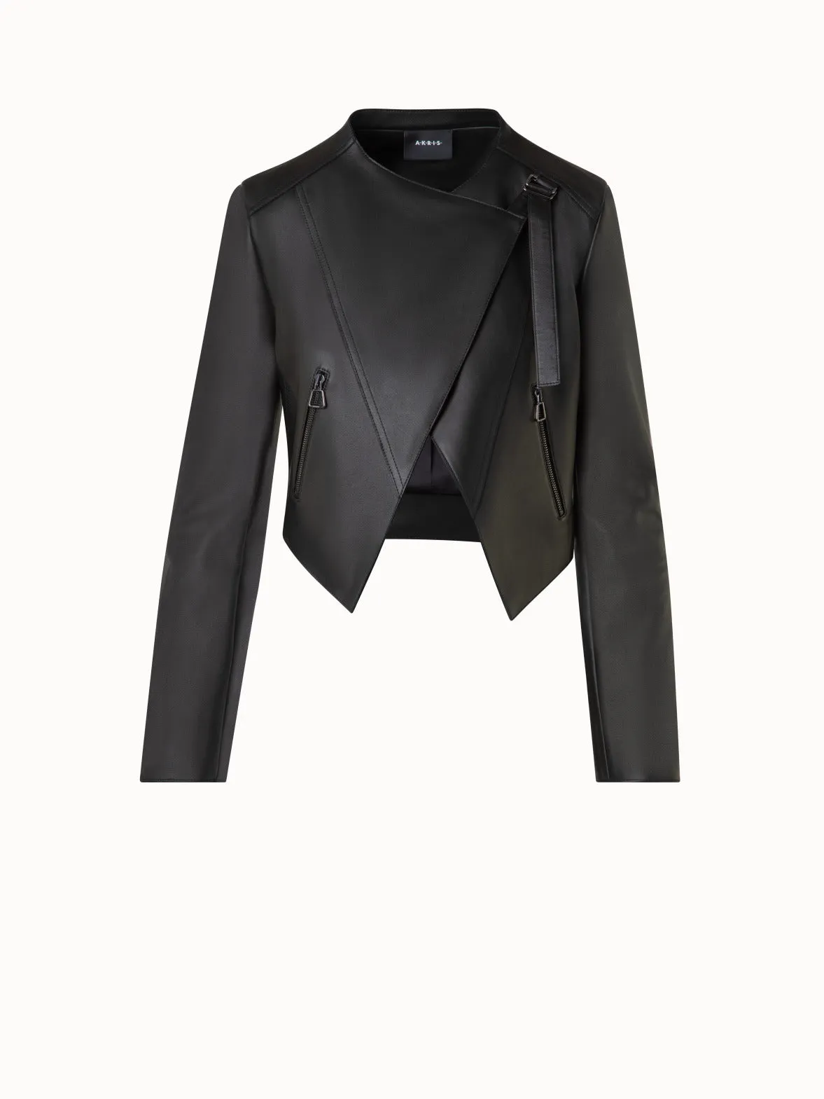 Asymmetrical Leather Biker Jacket Akris