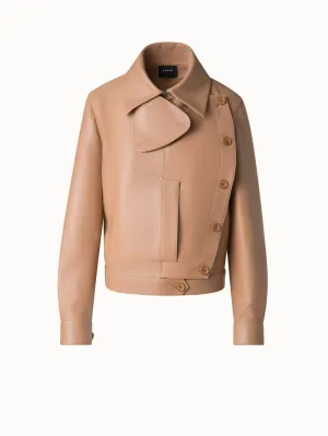Asymmetrical Trench Leather Jacket Akris