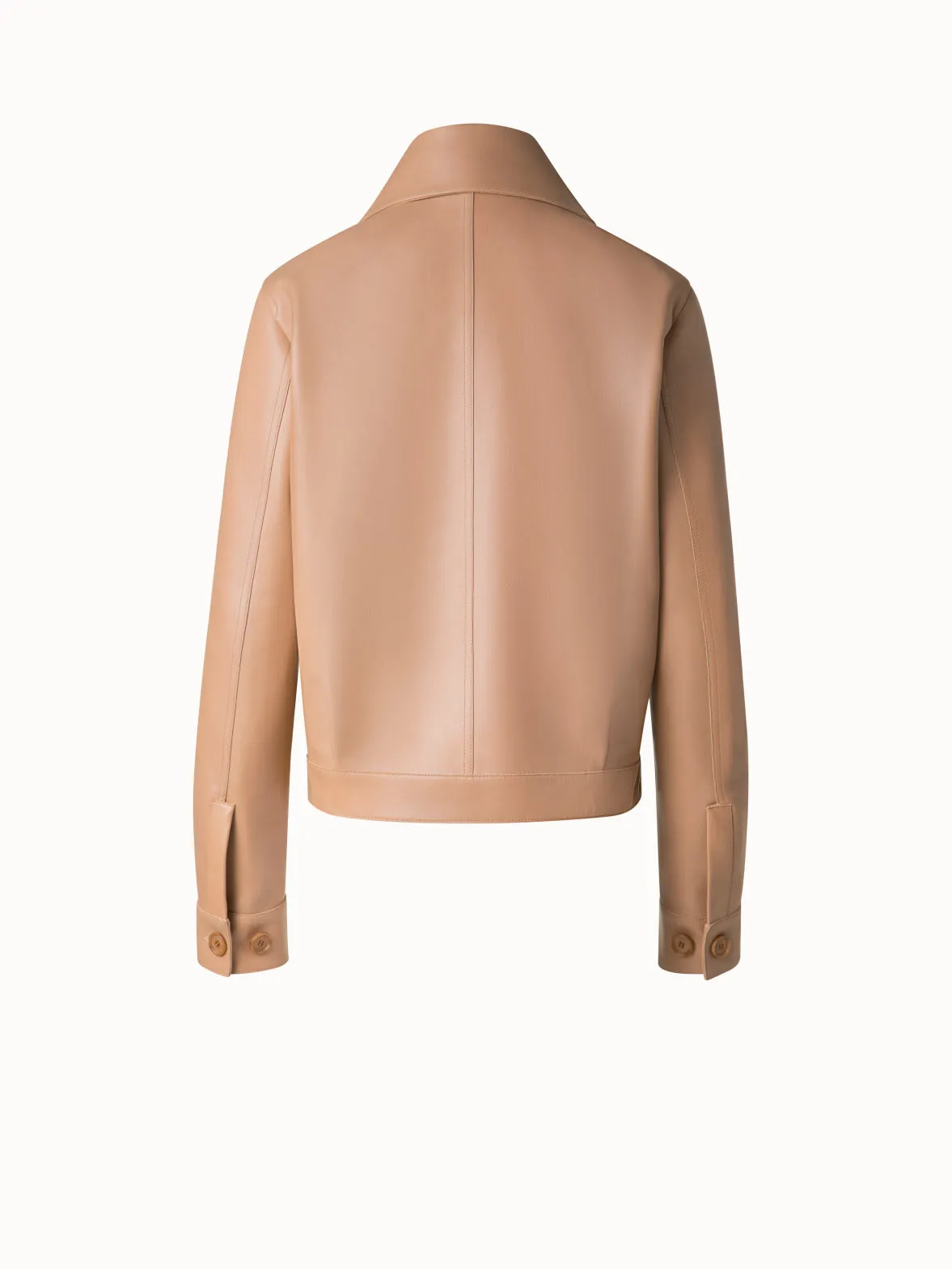 Asymmetrical Trench Leather Jacket Akris