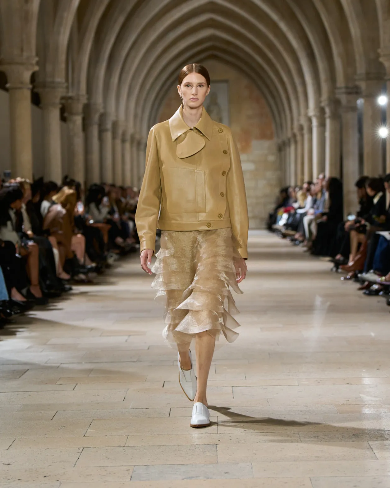 Asymmetrical Trench Leather Jacket Akris