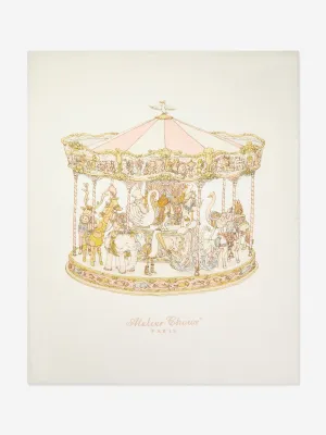 Atelier Choux Baby Girls Carousel Cashmere Blanket in Pink (100cm)