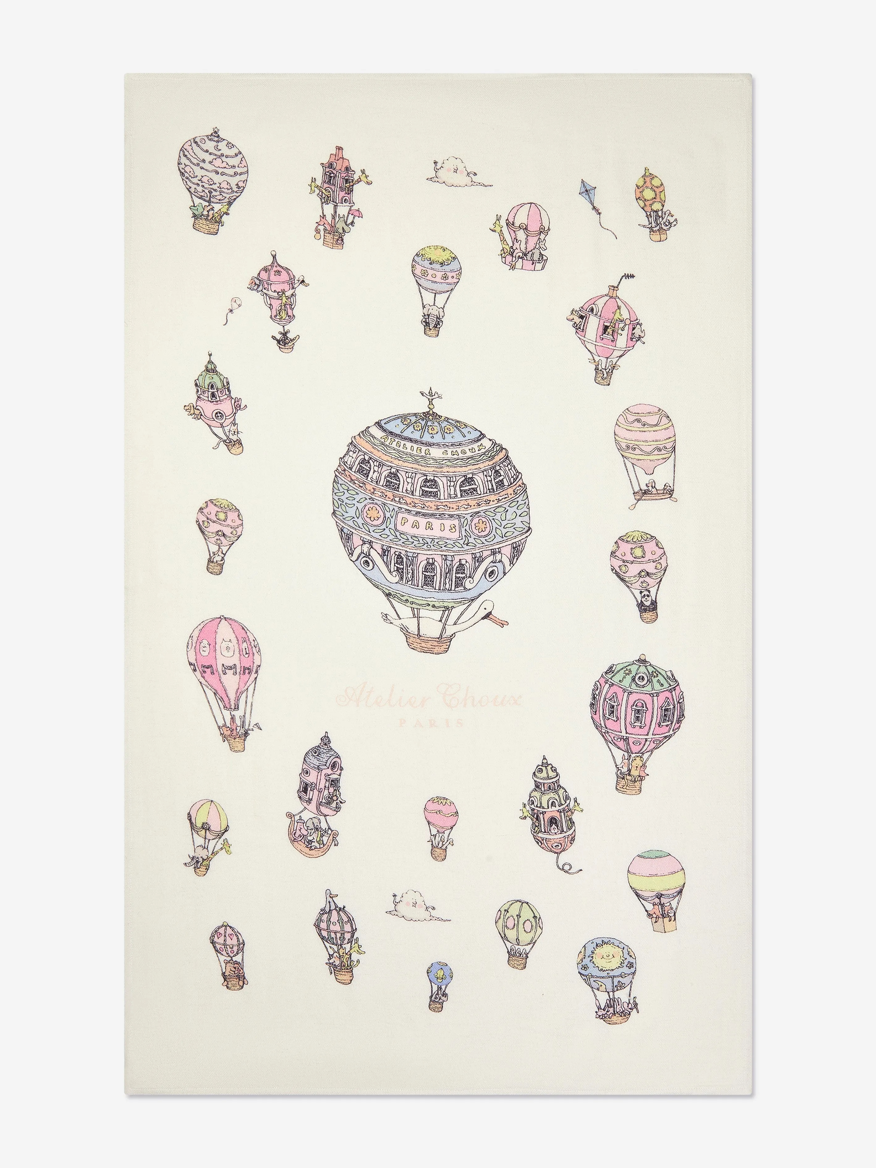 Atelier Choux Baby Hot Air Balloons Cashmere Blanket in Ivory (100cm)