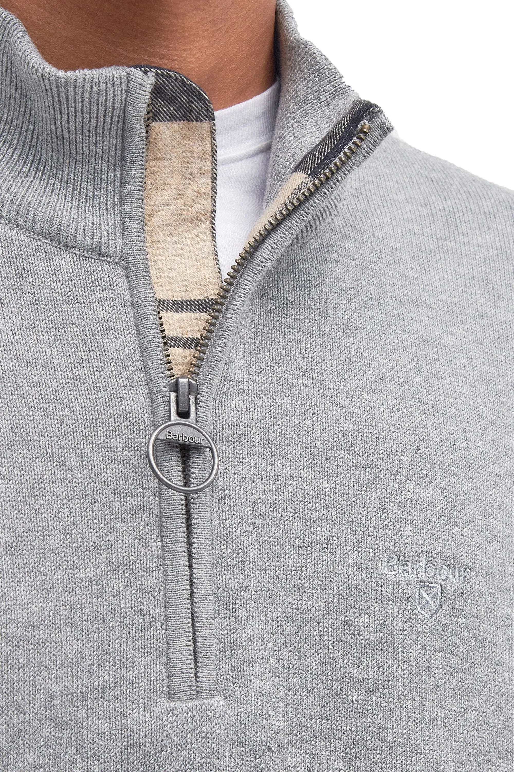Barbour Cotton Half Zip Grey Marl
