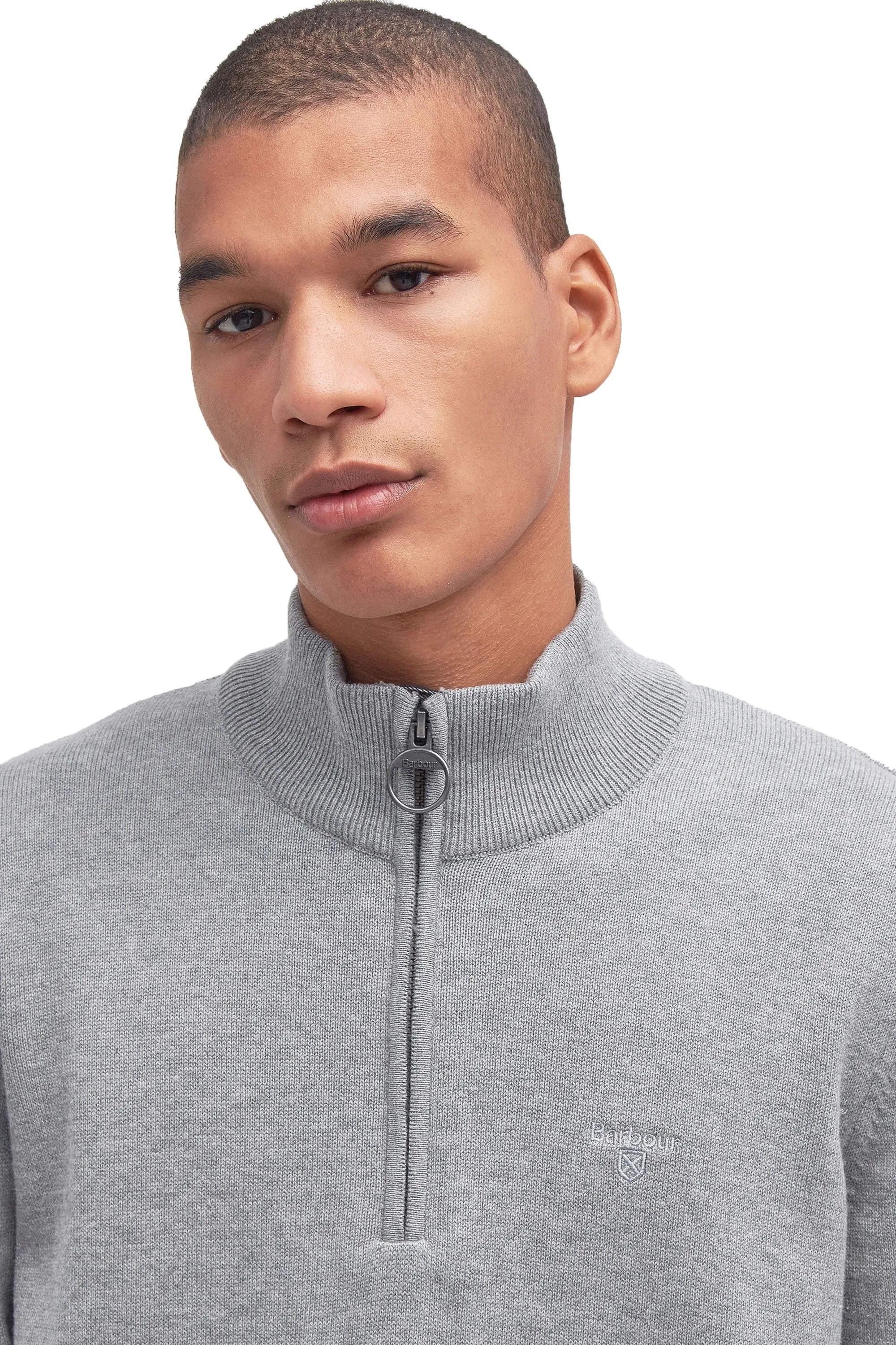 Barbour Cotton Half Zip Grey Marl