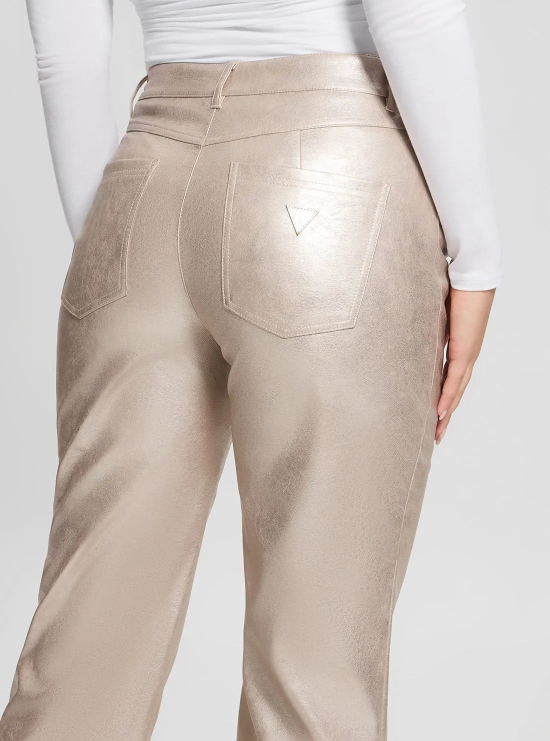 Beige Ambra Metallic Pants Guess