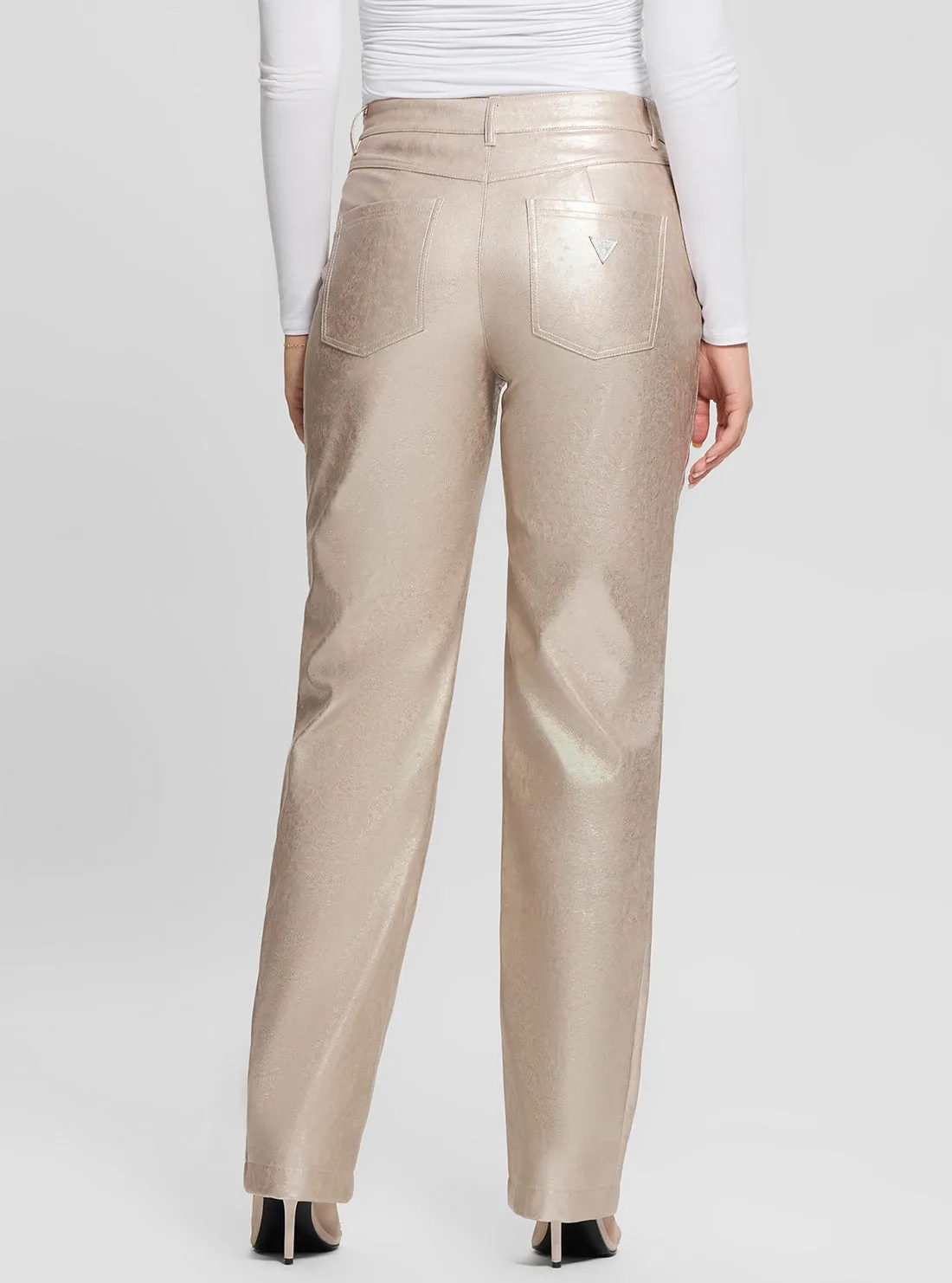 Beige Ambra Metallic Pants Guess