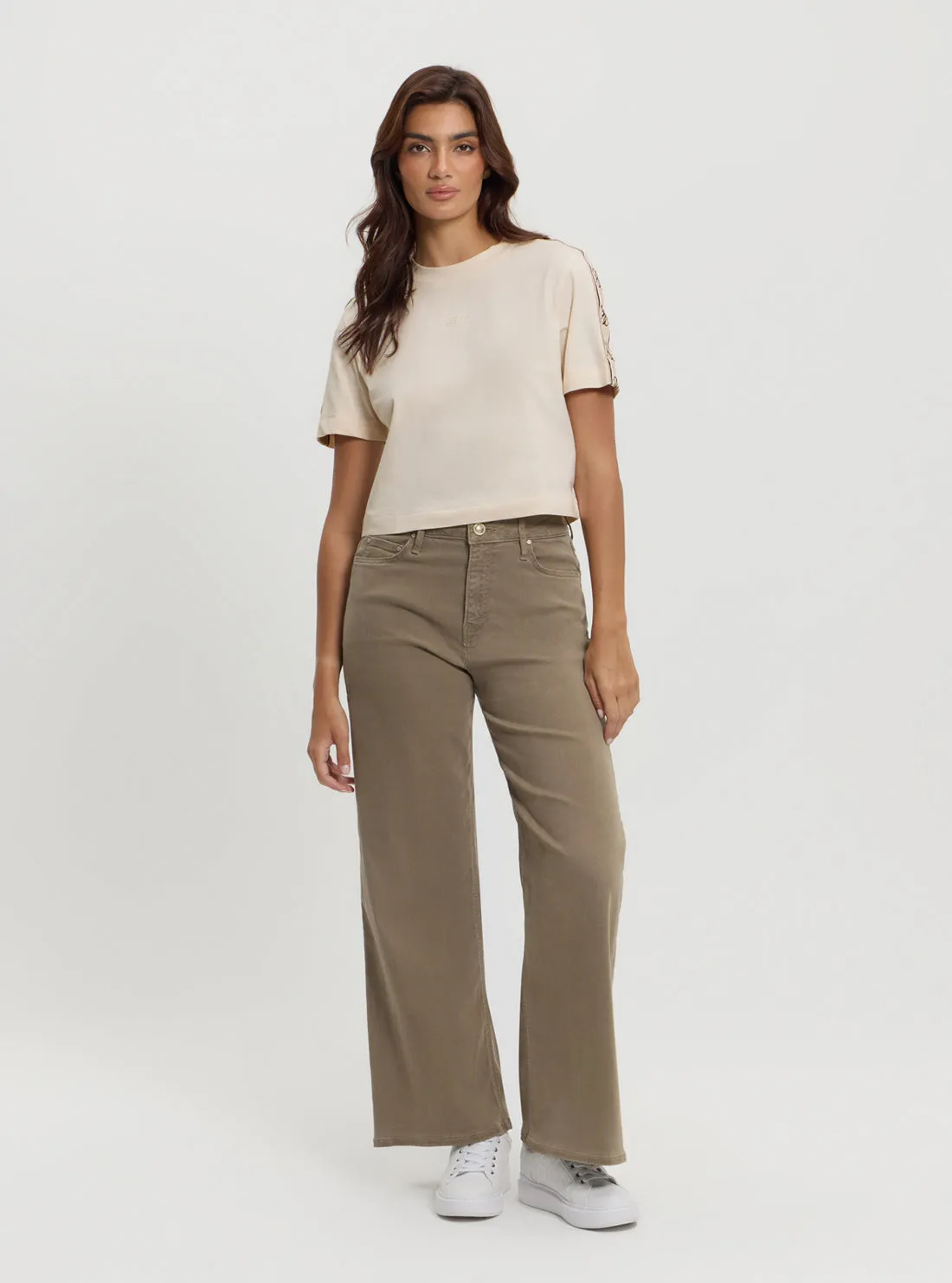 Beige Bellflower Wide Leg Pants Guess