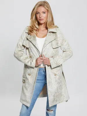 Beige Vilma Suede Trench Coat Guess