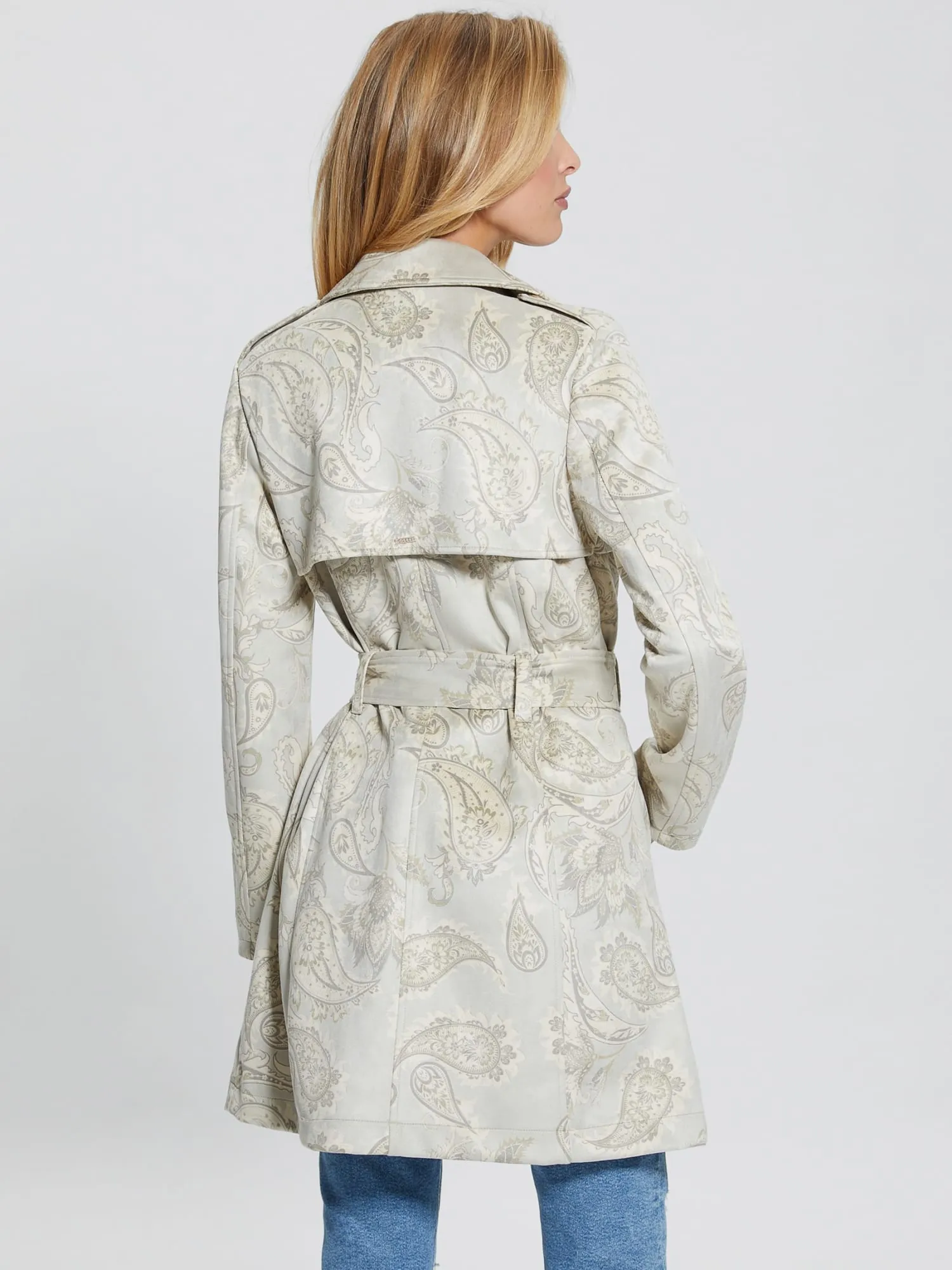 Beige Vilma Suede Trench Coat Guess