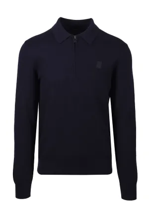Belstaff Drift Knitted Long Sleeve Polo Dark Ink