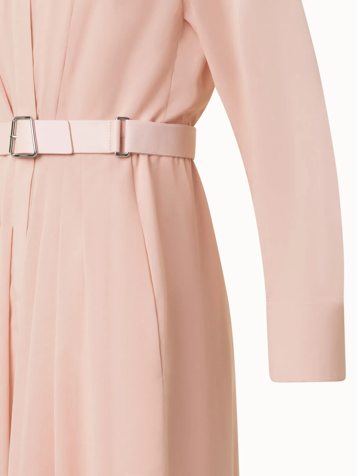 Belted Long Sleeve Shirt Dress in Cotton Voile 