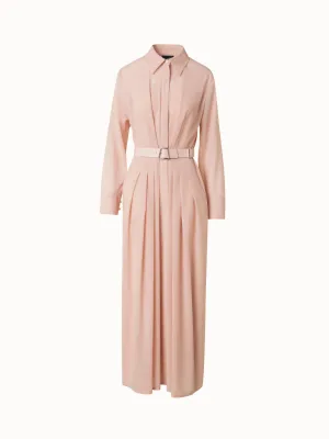 Belted Long Sleeve Shirt Dress in Cotton Voile 