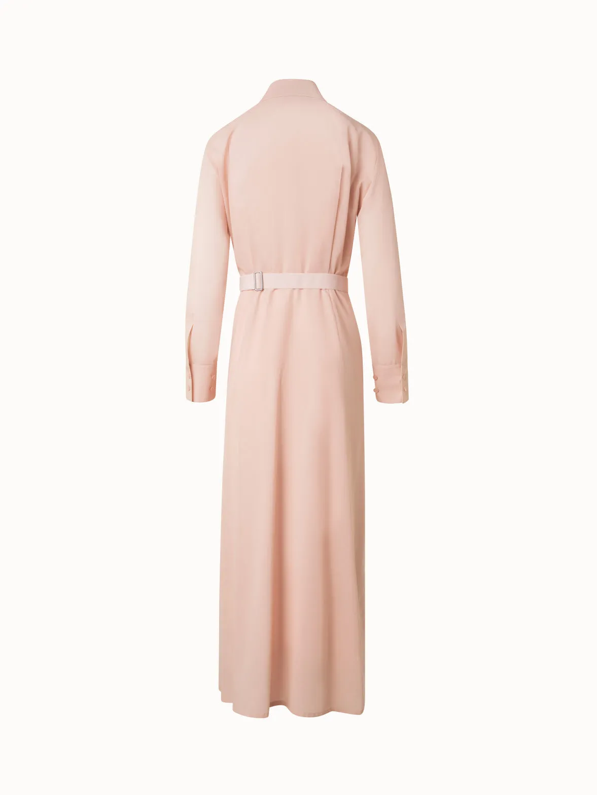 Belted Long Sleeve Shirt Dress in Cotton Voile 