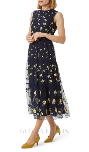 Bethany floral print midi Dress in black Gloria Lanvin