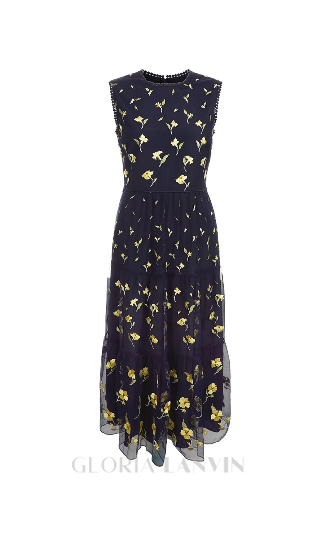 Bethany floral print midi Dress in black Gloria Lanvin