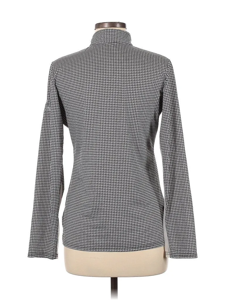 Bette & Court Black & White Mini Print Long Sleeve Sun Shirt w/ Sleeve Logo Size M